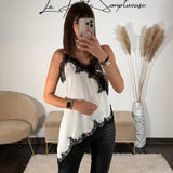 TOP BEIGE DENTELLE NOIRE LIANE