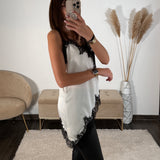 TOP BEIGE DENTELLE NOIRE LIANE
