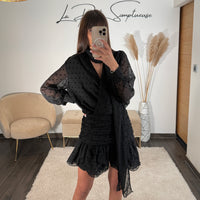 ROBE NOIRE A POIS OLIVIA