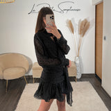 ROBE NOIRE A POIS OLIVIA