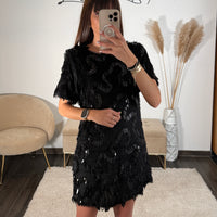 ROBE SEQUINS NOIR LESLIE