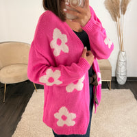 GILET FUCHSIA FLOWERS STELLA