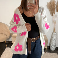 GILET BLANC FLOWERS STELLA