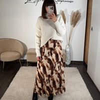 JUPE BEIGE ET MARRON LENA