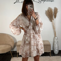 ROBE FLEURIE BEIGE SELIA