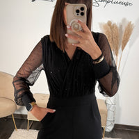 COMBINAISON NOIRE PAILLETTES NOIRE ELOISE