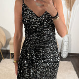 ROBE SHINY NOIR DIANE