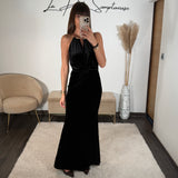 ROBE NOIRE VELOURS OCEANE