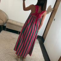 ROBE RAYEE FUCHSIA ET VERT SOFIA