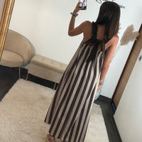 ROBE RAYEE BEIGE ET CHOCO SOFIA