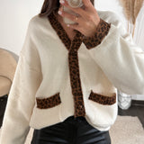 PULL ECRU LISERE LEOPARD