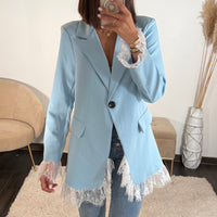 BLAZER BLEU DENTELLE ZELLY - La Petite Somptueuse