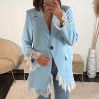 BLAZER BLEU DENTELLE ZELLY - La Petite Somptueuse