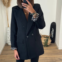 BLAZER NOIR MANCHES LEOPARD NOE - La Petite Somptueuse