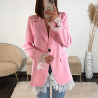 BLAZER ROSE DENTELLE ZELLY - La Petite Somptueuse