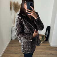 BLAZER SEQUINS MARRON - La Petite Somptueuse