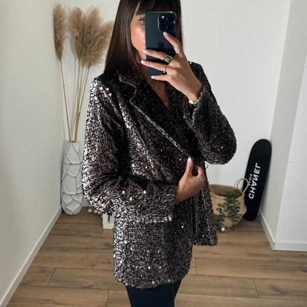 BLAZER SEQUINS MARRON - La Petite Somptueuse