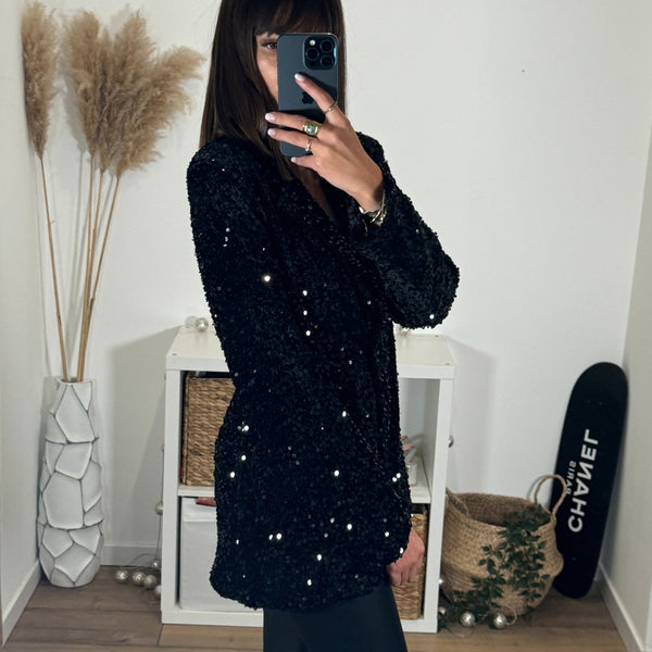 BLAZER SEQUINS NOIR - La Petite Somptueuse