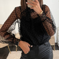 BLOUSE A POIS NOIR APPOLINE - La Petite Somptueuse