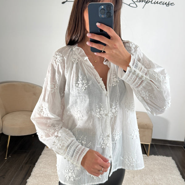 BLOUSE BLANCHE BRODEE CASSY - La Petite Somptueuse