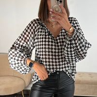BLOUSE BLANCHE CARREAUX JOSY - La Petite Somptueuse