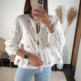 BLOUSE BLANCHE FLOWER ORANGE - La Petite Somptueuse