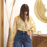 BLOUSE FLEURIE JAUNE FREDA - La Petite Somptueuse