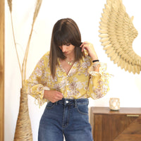 BLOUSE FLEURIE JAUNE FREDA - La Petite Somptueuse