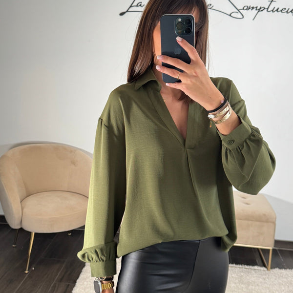 BLOUSE KAKI ALICIA - La Petite Somptueuse