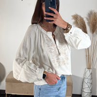 BLOUSE LIN BEIGE SANA - La Petite Somptueuse