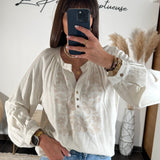 BLOUSE LIN BEIGE SANA - La Petite Somptueuse