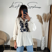 BLOUSE LIN BRODERIE SANA - La Petite Somptueuse