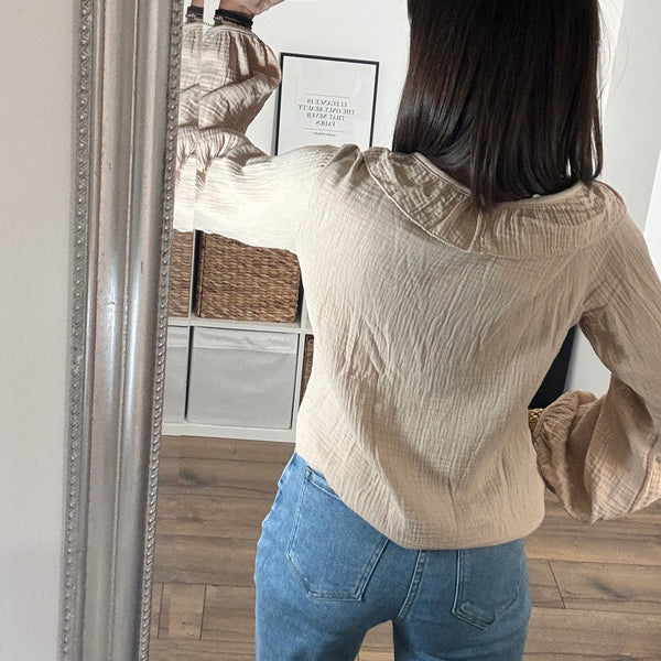 BLOUSE NOEUD BEIGE JUNE - La Petite Somptueuse