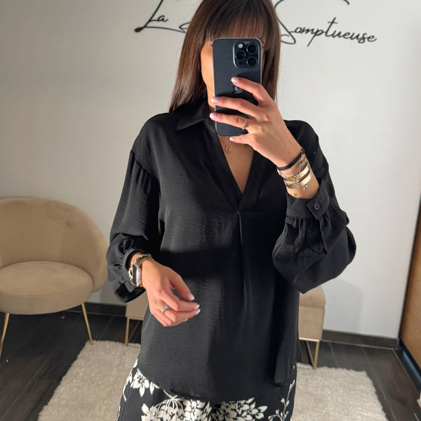 BLOUSE NOIRE ALICIA - La Petite Somptueuse