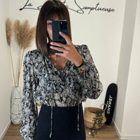 BLOUSE NOIRE ET BLANCHE MAYA - La Petite Somptueuse