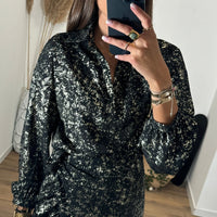 BLOUSE NOIRE ET DOREE MARTY - La Petite Somptueuse