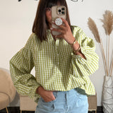 BLOUSE VICHY VERT - La Petite Somptueuse