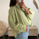 BLOUSE VICHY VERT - La Petite Somptueuse