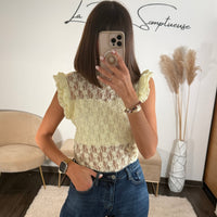 BODY DENTELLE JAUNE ELISA - La Petite Somptueuse