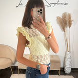 BODY DENTELLE JAUNE ELISA - La Petite Somptueuse