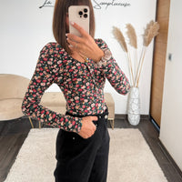 BODY FLEURI NOIR NOUMA - La Petite Somptueuse