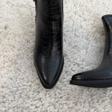 BOOTS NOIRES CROCO SOLENE - La Petite Somptueuse