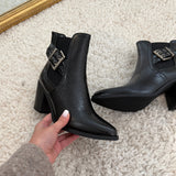 BOOTS NOIRES CROCO SOLENE - La Petite Somptueuse