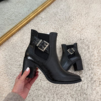 BOOTS NOIRES CROCO SOLENE - La Petite Somptueuse