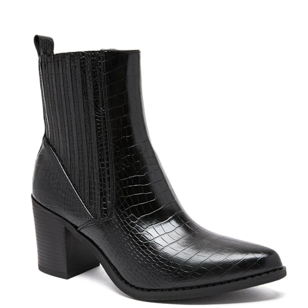 BOOTS NOIRES CROCO YAEL - La Petite Somptueuse