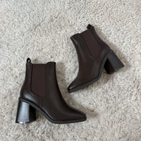 BOTTINES À TALON MARRON BILIE - La Petite Somptueuse