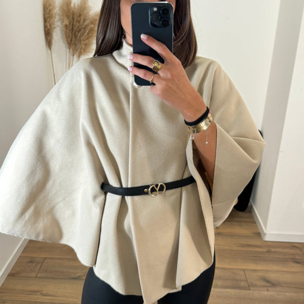 CAPE BEIGE CEINTURE DALIA - La Petite Somptueuse