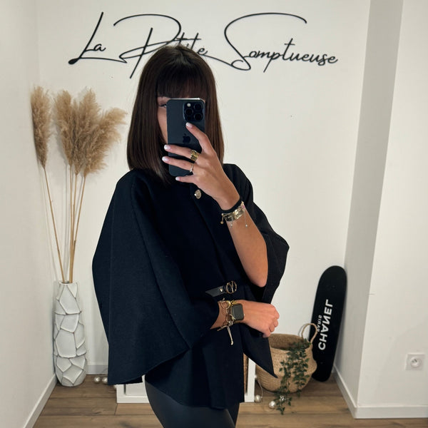 CAPE NOIRE CEINTURE DALIA - La Petite Somptueuse