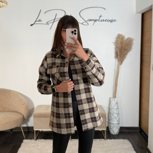 CHEMISE CARREAUX CHOCO LUIS - La Petite Somptueuse
