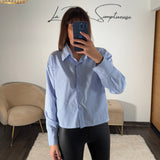 CHEMISE DOS NU RAYE BLEU LOUNA - La Petite Somptueuse